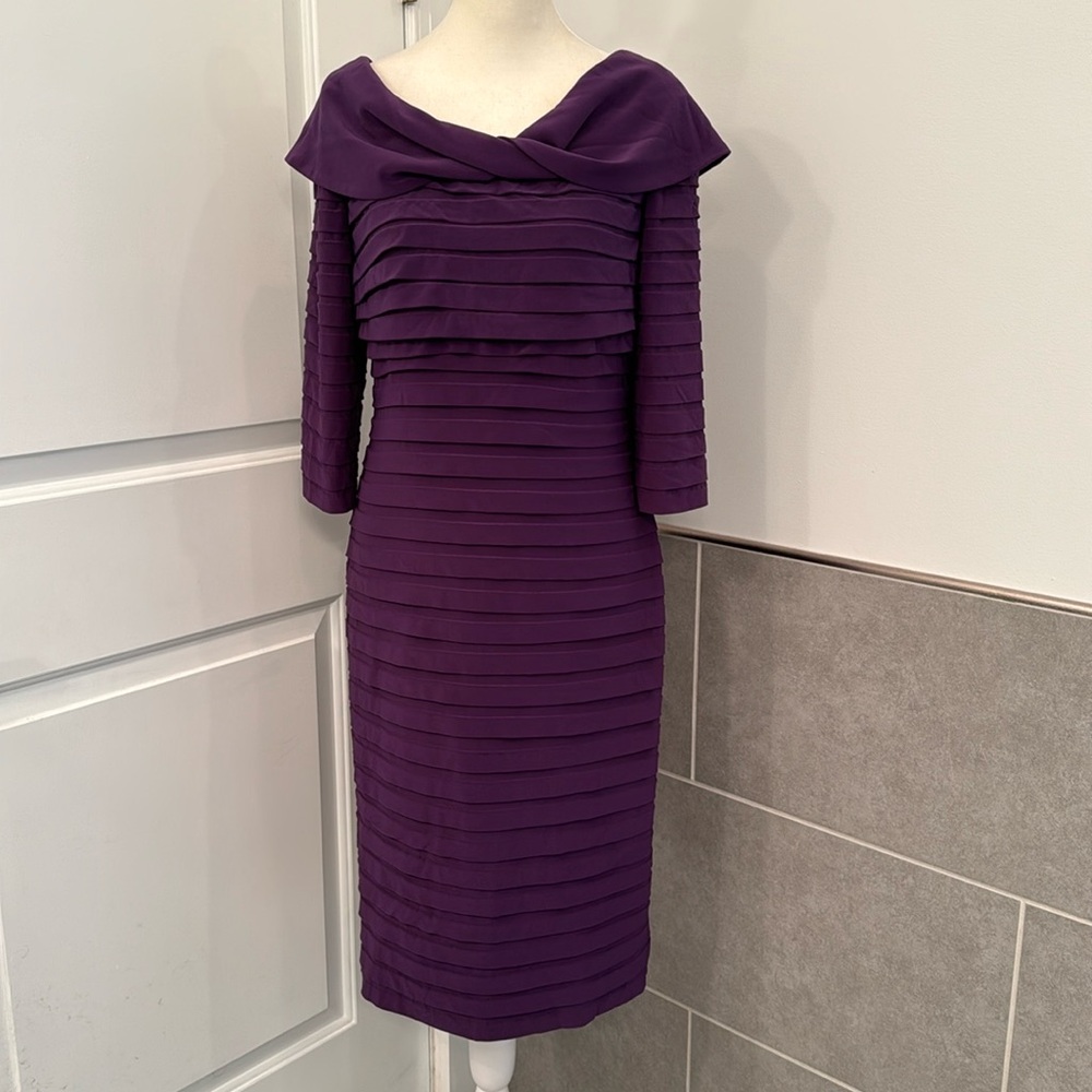 Adrianna Papell 3/4 Sleeve Purple Dress